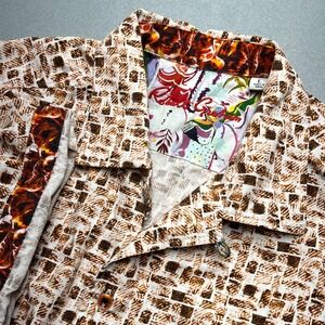 Robert Graham Mens L Classic Fit Short Sleeve Brown White Geometric Button Shirt